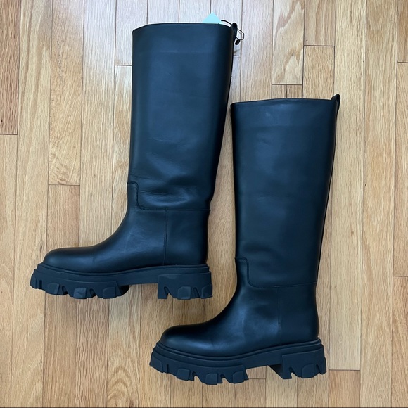 Gia Borghini X Pernille Teisbaek black leather knee-high boots - Picture 6 of 14